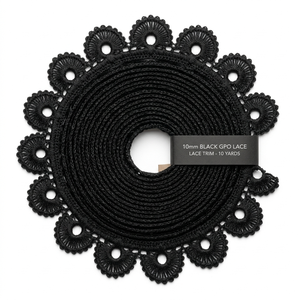 Dentelle Guipure Florale Noire Écologique de Luxe 10mm, Personnalisable, Vente Directe Usine, Emballage de 20 Mètres pour Sacs à Main et Portefeuilles - Product Image 6
