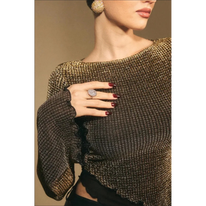 Top asimétrico de manga larga con malla metálica - Product Image 2