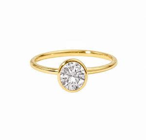 Minimalist Solitaire <b>Ring</b> 10K 14K 18K Solid Gold Oval Cut Lab Grown Diamond Promise <b>Ring</b> <b>Proposal</b> <b>Ring</b> Solitaire Bezel Set <b>Ring</b> - Product Image 2