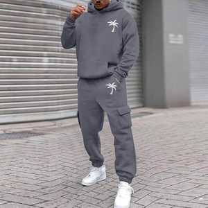 Men's 2 Piece Outfits Hoodie Sweatshirt Tracksuit & Joggers Sweatpants Sweatsuit <b>Set</b> - Product Image 2
