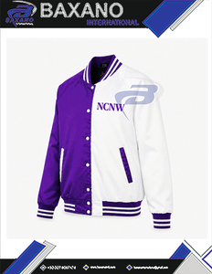 Veste universitaire en satin blanc et violet de la sororité NCV, lettres brodées, tissu satiné, vêtements de sport élégants, veste en satin réversible - Product Image 6