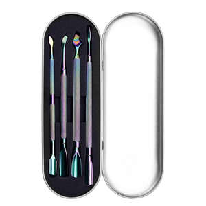 Juego de Empujadores de Cutículas de Acero Inoxidable, 4 Piezas, Color Deslumbrante, Recubrimiento de Titanio - Product Image 3