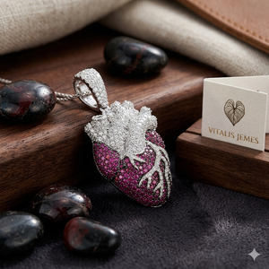 Luxury Human Heart Pendant 925 Silver Micro Pave <b>Pink</b> Lab Diamond Themed Charm Unisex Gift Jewelry - Product Image 6