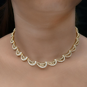 Collier ras-de-cou de luxe en diamant rond cultivé en laboratoire, or jaune 10 carats, bijoux fins pour mariée, cadeau pour occasion de mariage - Product Image 1