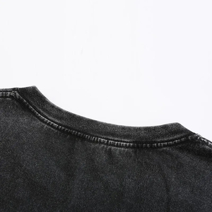 Camiseta de Algodón con Lavado Ácido, Estilo Vintage, Negra, Oversize, con Hombros Caídos, Personalizable con Estampado, Ajuste Relajado, para Gimnasio y Entrenamiento, Aspecto Premium - Product Image 2
