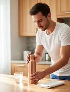 Premium Engraved Pure Copper Water <b>Bottle</b> <b>750ml</b> Modern Design Large Capacity Travel Outdoor Home & Office Use Set - Product Image 4