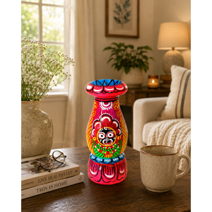 Auténtico Florero Pintado a Mano con Imagen del Señor Jagannath, Artesanía Tradicional de Odisha, Decorativo, Exportador Mayorista de Flores para Pascua - Product Image 1
