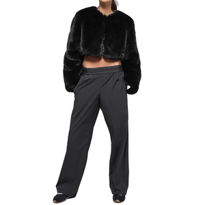 Trendy <b>Women's</b> Cropped Faux Fur <b>Jacket</b> Luxury Plush <b>Teddy</b> Coat Full Zip Winter Fashion custom Outerwear OEM private label option - Product Image 1