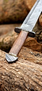 Épée viking en acier de Damas, lame droite, manche en bois, épaisseur 0,6 mm, qualité DIY, lame simple - Product Image 5
