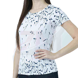 Camiseta de Manga Corta con Estampado Floral Blanco para Mujer, Cuello Redondo, Corte Regular, Tejido de Algodón, Estilo Casual para Primavera/Verano - Product Image 4