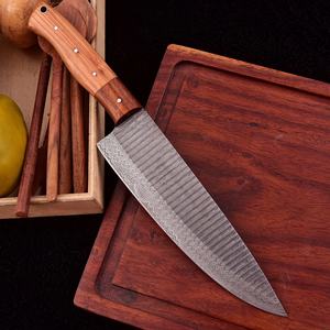 Couteau de Chef Professionnel en Acier Damas, Manche en Bois, Style Vintage, Ambidextre, Écologique, Vente en Gros OEM - Product Image 6
