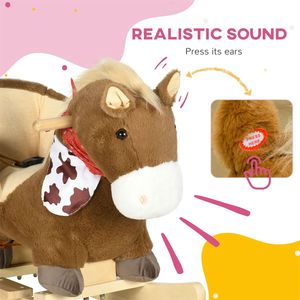 Dondolo in legno a forma di pony con suono, ispirato a un pony con sciarpa, giocattolo cavalcabile per bambini - Product Image 5