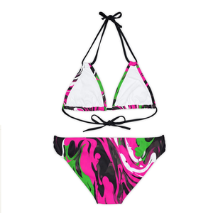 Customized Women's OEM Backless Two-Piece <b>Bikini</b> Swimsuit with Tie-Side Bottom Spandex/Polyester Material Custom Print - Product Image 4