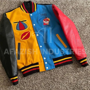 Logo personnalisé Laine Chenille Broderie Baseball Letterman Vestes Hommes Vintage Blanc En Cuir Manches Varsity Veste - Product Image 4