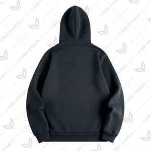 Custom LOGO UrbanCore Winter <b>Black</b> <b>Zip</b>-Up <b>Hoodie</b> Premium Cotton Blend Hooded Jacket Digital Printing Minimal Logo Design - Product Image 2