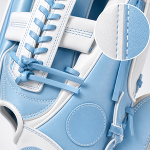 Light Blue Leather <b>Baseball</b> <b>Glove</b> H-Web Right-Handed Outfield Full Finger Hook And Loop Closure Adult Size - Product Image 4