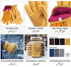 Heavy-Duty Cowhide Leather Driving <b>Gloves</b> Heat Resistance Elastic Wristlet Latex-Free Industrial Safety Hand Arm Protection - Product Image 3