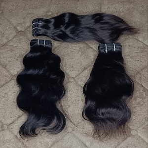 Extensions de cheveux naturels indiens Remy vierges GK, ondulés, double trame, simple trame, trame double machine, style noir - Product Image 3
