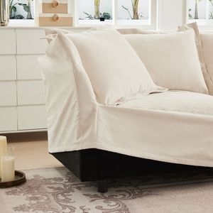 Divano letto oversize a 2 posti in ciniglia con rivestimento sfoderabile e 2 pouf per soggiorno - Product Image 4