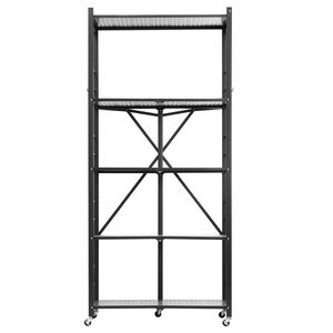 Scaffale Pieghevole a 5 Ripiani per Garage (81L X 35P X 183H) - Unità di Stoccaggio in Metallo Senza Montaggio con 5 Ruote per Facile Organizzazione - Product Image 1