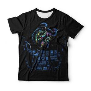 Camiseta Deportiva para Hombre, Negra, con Estampado de Guerrero, Cuello Redondo, Manga Corta, Transpirable, Corte Regular, Impresión por Sublimación - Product Image 3