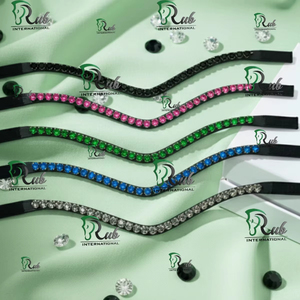 Diadema de Cuero de Lujo con Incrustaciones de Cristal en Forma de Corazón, Personalizable, Premium, para Equitación, con Empaque Personalizado - Product Image 1