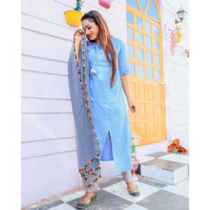 Robe en coton bleu pastel taille XS - Product Image 5