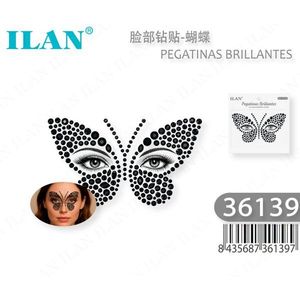Adesivi con strass per il viso Ilan, design a farfalla per decorazioni facciali - Product Image 3