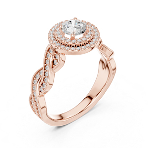 แหวนเพชรทรงกลมทองคำ 14K สำหรับเจ้าสาว ประดับเพชรเลี้ยงในห้องปฏิบัติการ สำหรับผู้หญิง |   เพชรที่เพิ่งเพาะเลี้ยง - Product Image 6