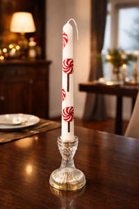 Bougie conique sans fumée en cire de soja et de paraffine, peinte à la main, motif floral, pour la décoration de Noël à la maison - Product Image 2