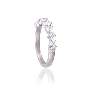 Anillo de Eternidad para Mujer de Plata de Ley 925 con Baño de Rodio y Circonitas Cúbicas de Corte Mixto, Elegante Anillo de Boda Apilable, Regalo para Fiesta - Product Image 4