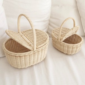 Mini cesta de picnic de mimbre con tapa, la elección ideal para la playa y el camping, cestas de ratán tejidas - Product Image 2