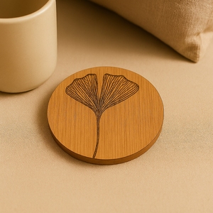 Round Wooden Eco-Friendly Coffee Coaster Fern Pattern Drink <b>Mat</b> <b>Table</b> Decor for Home Hotel Restaurant - Product Image 6