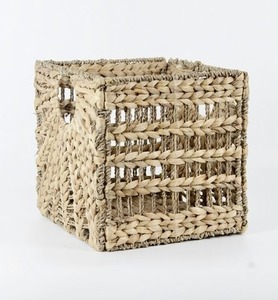 Water Hyacinth Rattan Basket Square Handwoven <b>Storage</b> Organizer Natural Woven <b>Bin</b> for Home Bedroom Living Room - Product Image 3