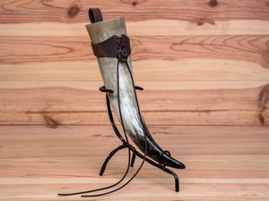 Support pour corne à boire Viking, écologique, fait main, forme naturelle, style animal, cadeau d'affaires, vin, hydromel, bière, taille L, ZEHRA INDUSTRIES - Product Image 2