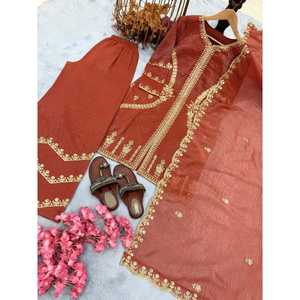 Ensemble haut, palazzo et dupatta jaune pour femme PD-Aarohi, taille M, pour les occasions élégantes - Product Image 5