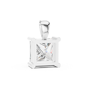 Colgante de Plata de Ley 925 con Moissanita Corte Princesa, Engaste de Bisel, Bañado en Rodio, Joyería para Regalo de Aniversario o Boda - Product Image 3