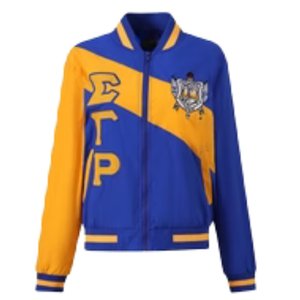 Chaqueta Cortavientos Sigma Gamma Rho con Cierre Completo, Ligera, de Nailon, Prenda de la Hermandad Griega para Mujer, Premium - Product Image 1
