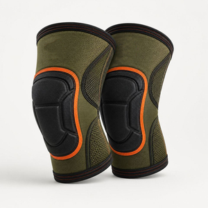 Genouillères rembourrées vert olive personnalisées pour le volley-ball et le basketball, protection contre les chocs, compression élastique, protection des genoux - Product Image 1