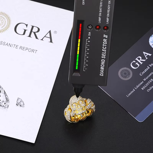 Skull Head Rope Band Moissanite Diamond <b>Ring</b> 925 Silver Iced Out Mens Hip Hop <b>Statement</b> <b>Ring</b> - Product Image 4