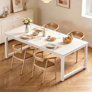 Tavolo da Pranzo in Legno Massello Rettangolare per Interni con Piano in Pietra Sinterizzata e Marmo Assemblato - Product Image 4