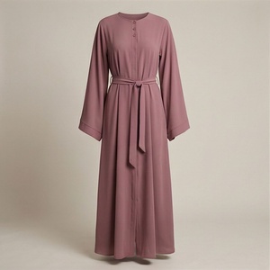 New Design Modern Women <b>Islamic</b> <b>Clothing</b> Cotton Juba Abaya Dress Custom Logo Made With Pleated Waist Modest Fashion Supply - Product Image 1
