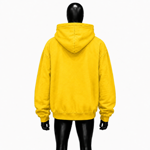 Oversized Bright <b>Yellow</b> Gothic <b>Hoodie</b> With Studded Cross Design Rhinestone Sleeves Unisex Streetwear Pullover Hooded Sweatshirt - Product Image 2