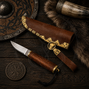 Cuchillo Puukko Medieval Hecho a Mano, Hoja Fija de Acero Inoxidable, Cuchillo Vikingo con Funda de Cuero y Latón, Pieza de Colección Medieval - Product Image 3