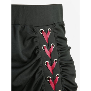 Costume de cosplay punk gothique, jupe trapèze superposée unie avec ceinture en PU amovible - Product Image 4