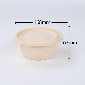 ชามซุปแบบขายส่ง ชามข้าวต้ม กล่องเบนโตทรงกลม ชามรักษ์โลกแบบย่อยสลายได้พร้อมฝาปิด สำหรับอาหารจานด่วน - Product Image 5