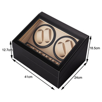 Boîte de rangement de montres de luxe EleQueen personnalisée en cuir et bois avec remontoir automatique double rotatif en daim