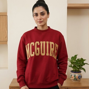 McGuire Women's Light Blue Oversized Crew Neck <b>Sweatshirt</b> Custom Sorority Mock Neck Knit Pullover Greek Letter Chapter Logo - Product Image 3