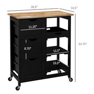 Carrello da Cucina Moderno in Rovere con Ripiani Regolabili, Cassetti e Piano in MDF Ecologico - Product Image 3