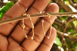 Pendientes de Aro Lisos de Plata de Ley 925 con Baño de Oro Rosa y Piedras en Forma de Bola, Pendientes de Perlas Minimalistas de Diseño para Uso Diario - Product Image 5